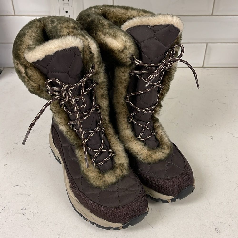 L. L. Bean Faux Fur Winter Snow Bootss Size 8.5 Brown - Picture 14 of 16